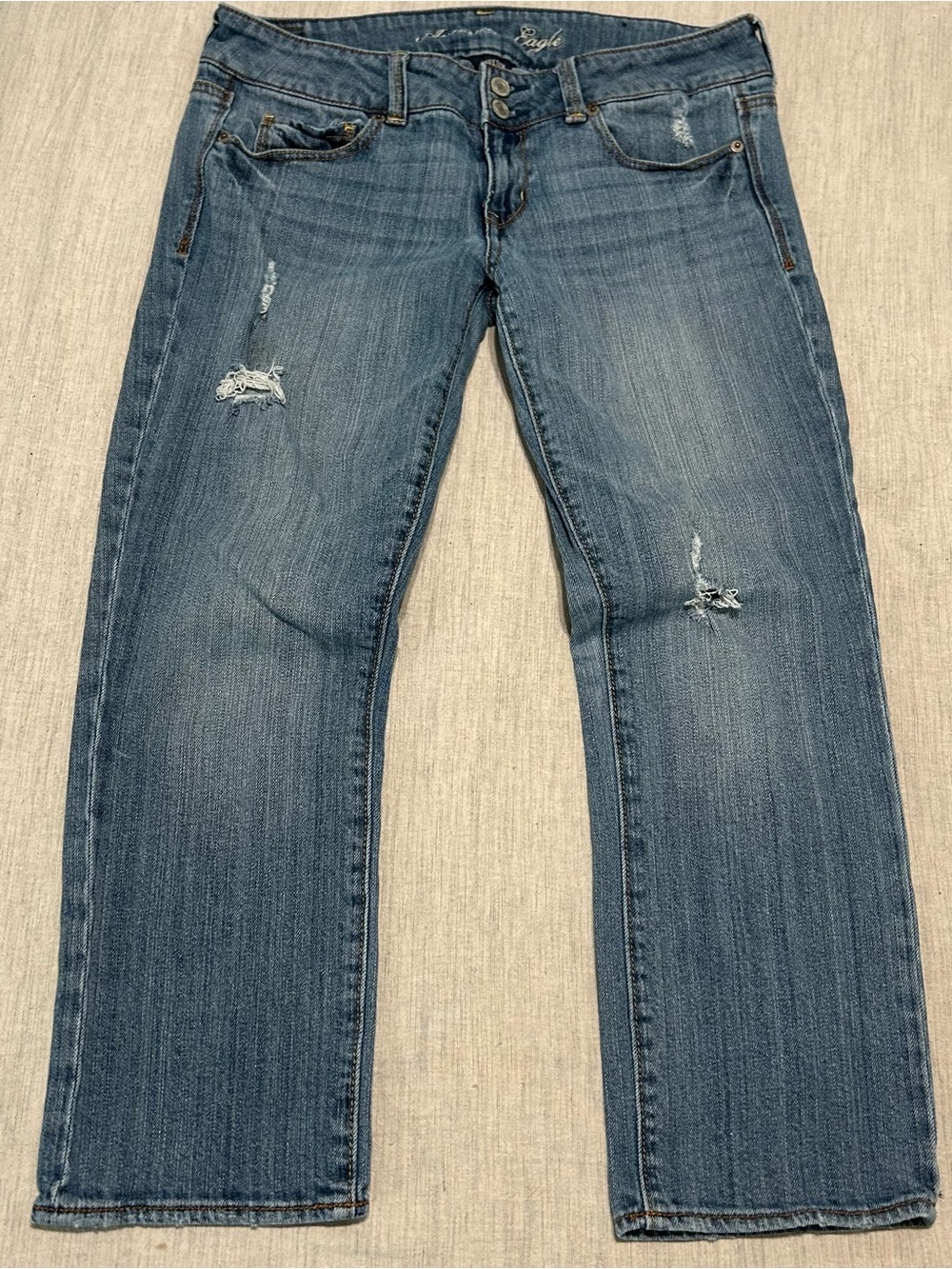 Vintage Y2K American Eagle Artist Crop Low Rise Jeans Size 10 90s Distressed